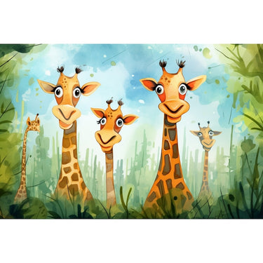 Watercolour Canvas of Giraffes